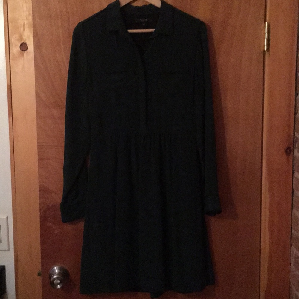 Emerald green silk Madewell dress